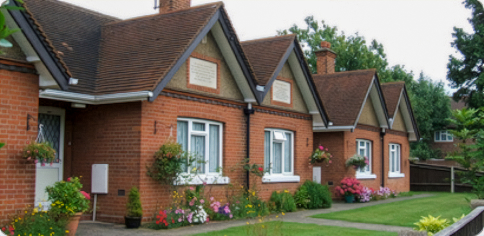 Historic almshouses providing comfortable accommodation for elderly residents in Egham